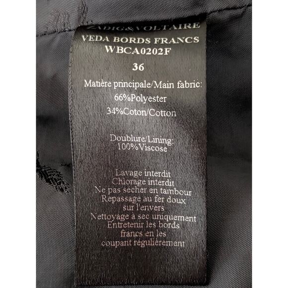 Zadig & Voltaire Womens Jacket FR 36 US Small Black Textured Designer Chic Edgy - Picture 7 of 8